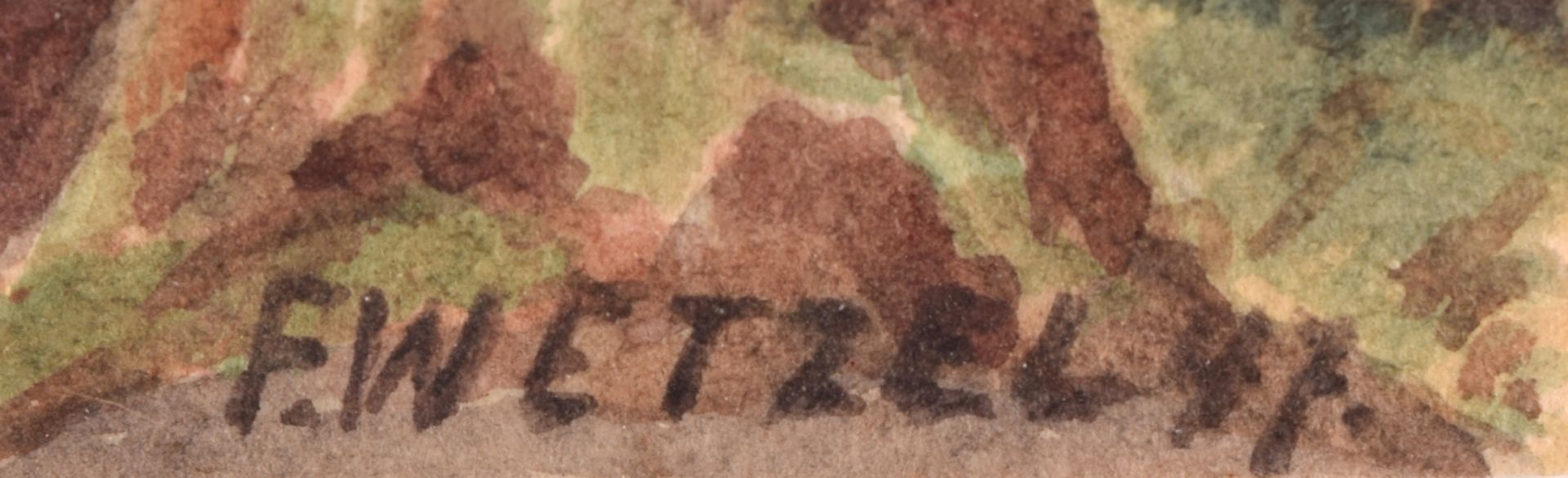 Wetzel, F. W. 2 Aquarelle, Mittelgebirgslandschaft bzw. Darstellung eines Hahns, je signiert bzw. m - Bild 6 aus 6