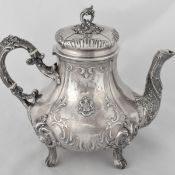 Teekanne Silber 950, französische Minerva-Marke, Meistermarke J. Granvigne, Paris, gedrückt-gebau