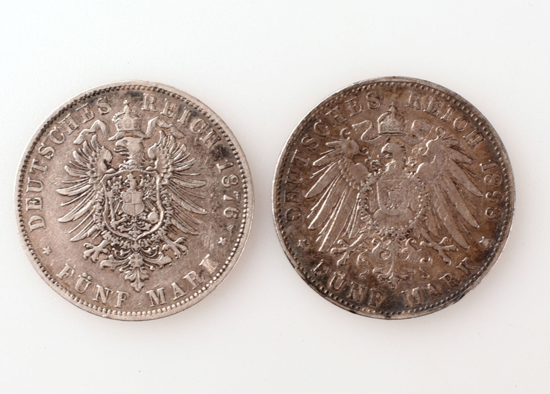 Paar Silbermünzen Kaiserreich - Hamburg 1876 und 1898 - Image 3 of 3