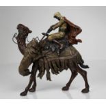 Bronze Orientalist Figure on Camel Shooting Lion