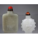 (2) Chinese Carved Jade Snuff Bottles