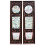 2 Chinese Famille Rose Inset Porcelain Wall Panels
