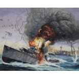 Brian Sanders (B. 1937) "Battle of Java Sea"