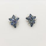 14K White Gold Sapphire & Diamond Earrings