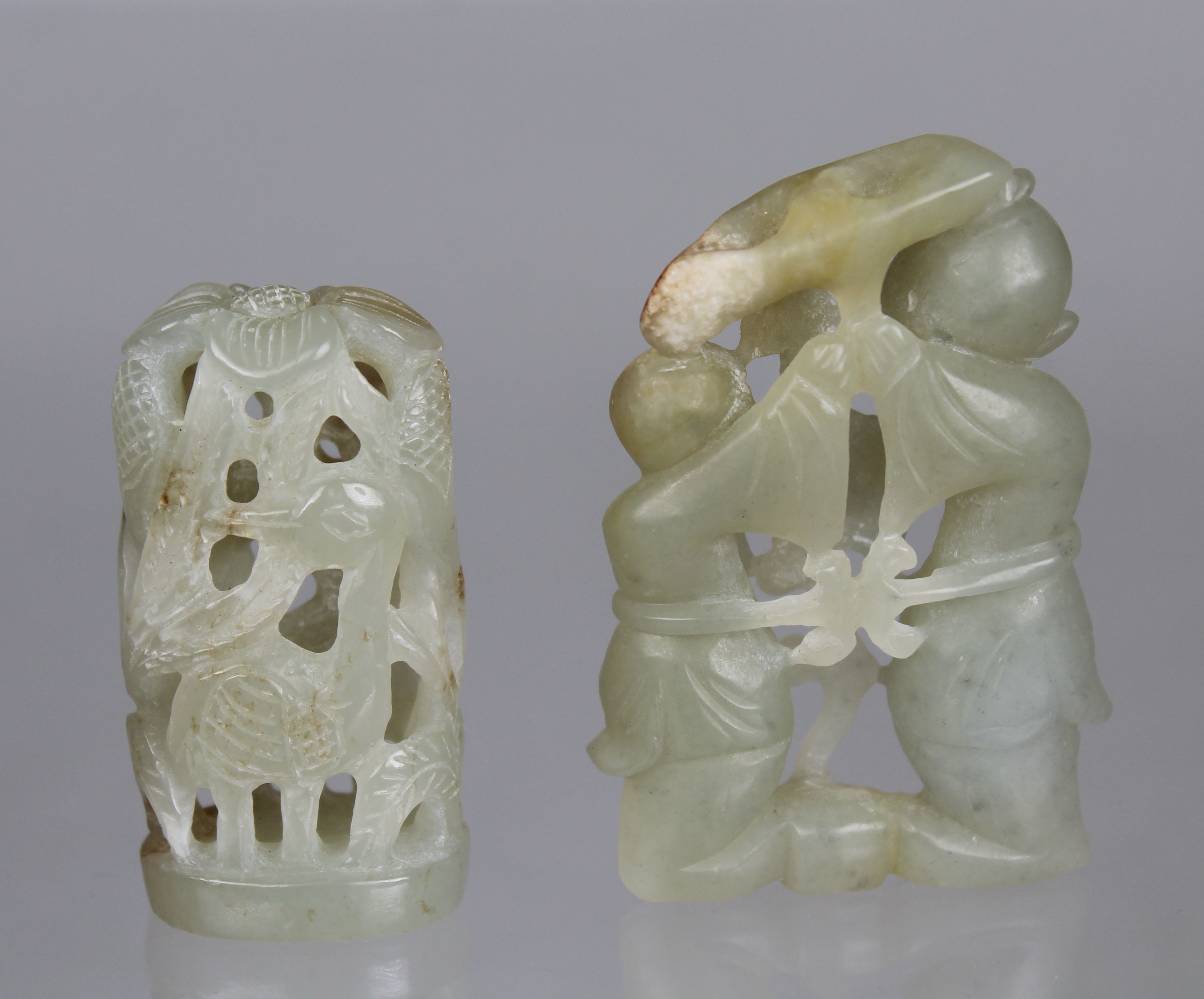 Chinese Carved/Reticulated Jade Figures - Image 2 of 4