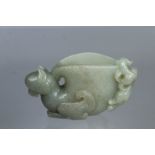 Chinese Carved Jade Figural Libation Cup