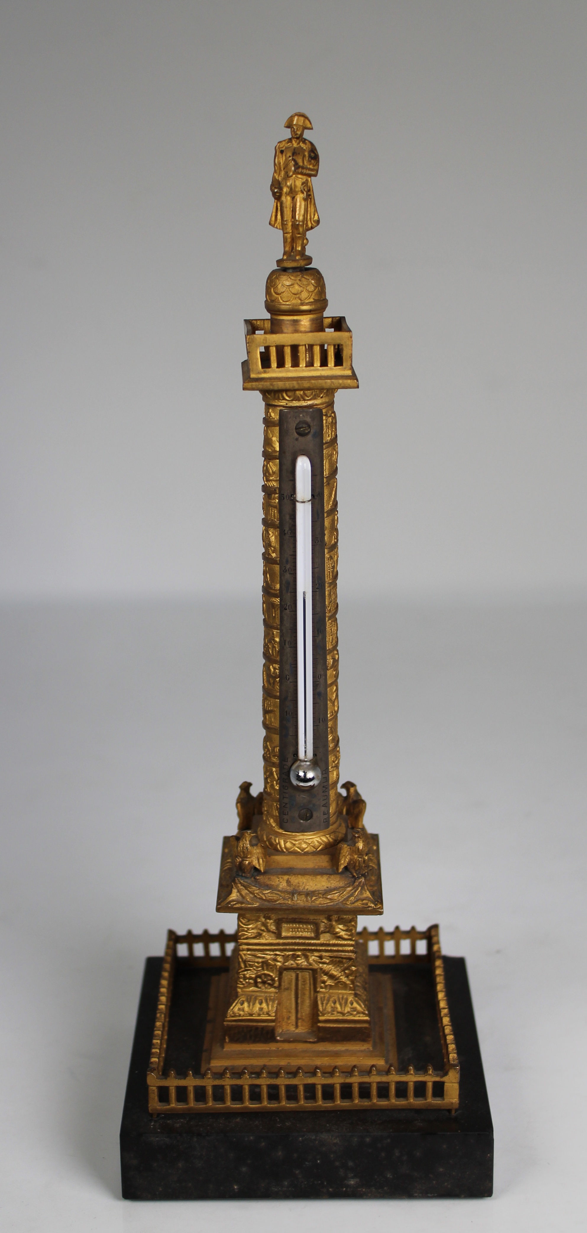 French Bronze Place Vendome/Napoleon Thermometer