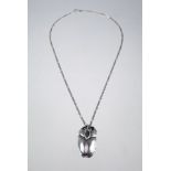 Sterling Scarab Locket Necklace