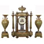 Important Tiffany & Co. Champleve 3 Pc Clock Set