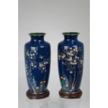 (2) Japanese Cloisonne Vases on Stand