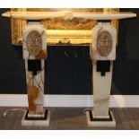 After Chiparus, Pair of Bronze/Onyx Pedestals