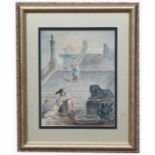 Roberts? Framed Antique Watercolor Painting