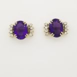 14K Gold Amethyst & Diamond Earrings