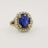 14K White Gold Sapphire & Diamond Ring