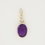 14K Gold Amethyst & Diamond Pendant