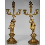 Antique French Figural Gilt Bronze Candelabra