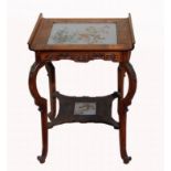 Chinese, Antique Cloisonne Inset Hardwood Table