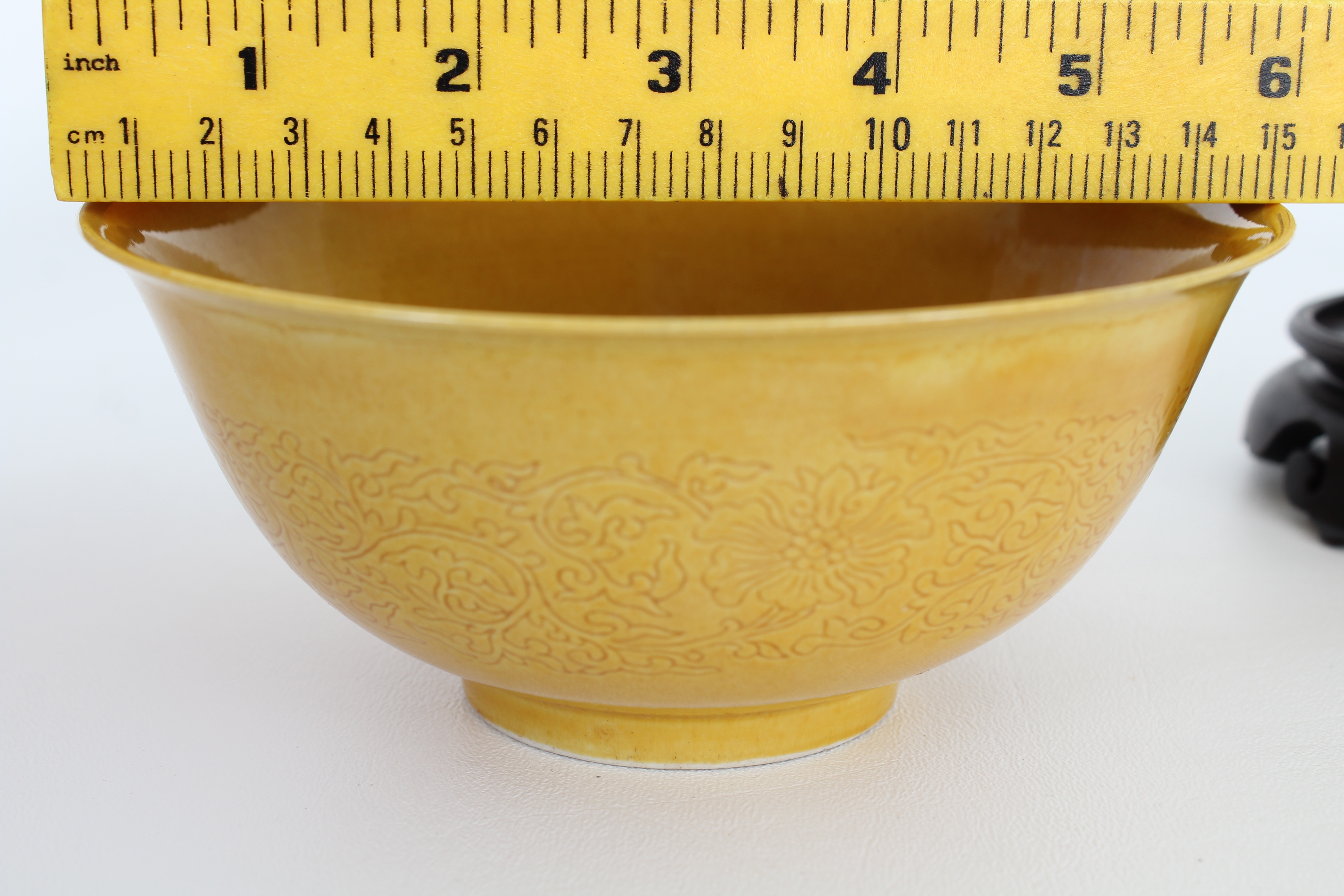 (2) Chinese Imperial Yellow Incised Bowls. Marked - Image 7 of 8