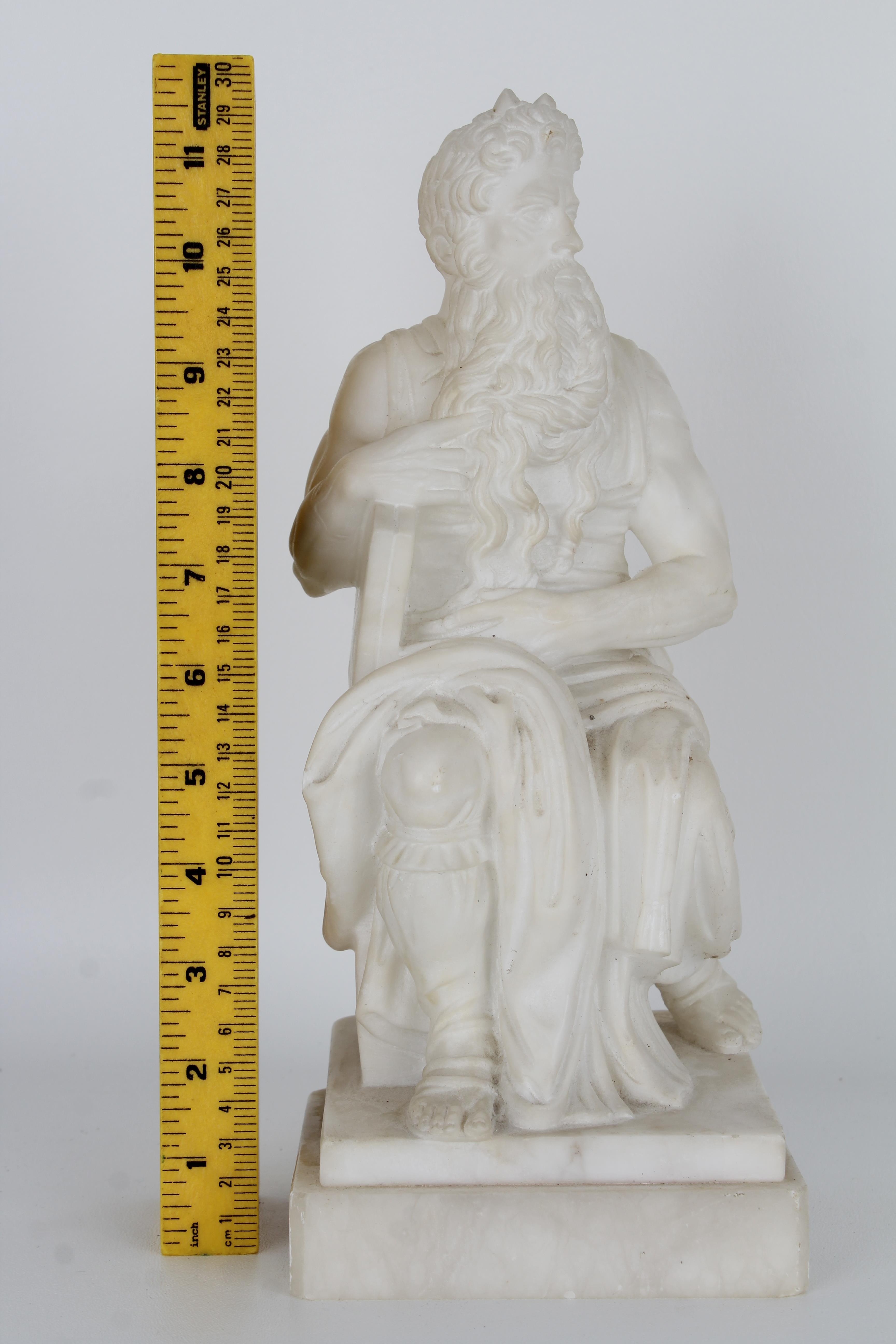 Carved Alabaster Seated Moses Figure - Image 4 of 4