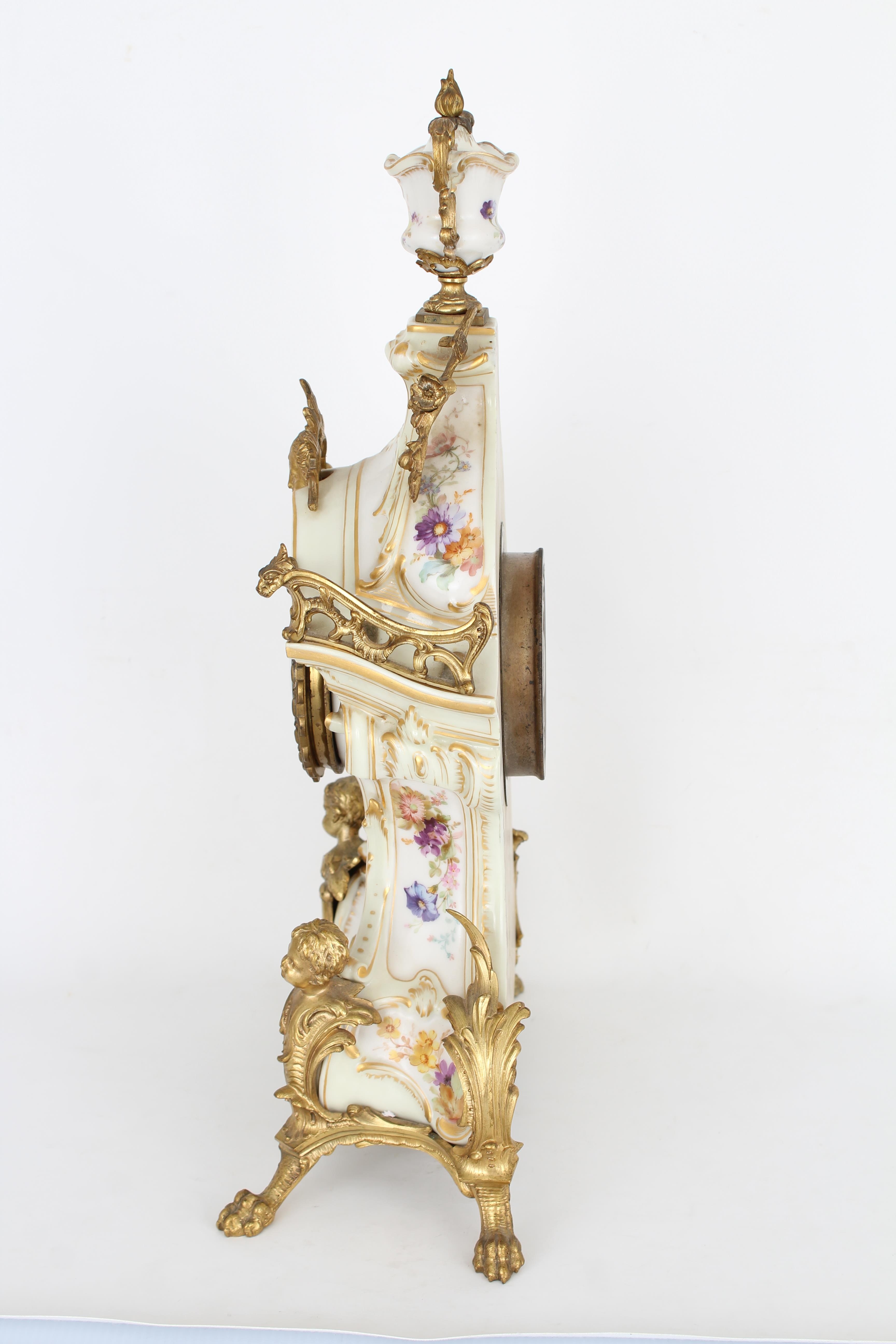 Gilt Bronze/Porcelain KPM Porcelain Clock Set - Image 5 of 12