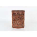 Carved Chinese Figural Brush Pot