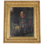 Signed, 19th C. Interior Painting of Young Girl