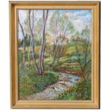 Signed, Impressionist River Landscape Painting