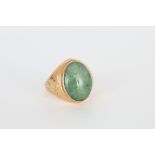 18K Gold & Jade Mens Ring