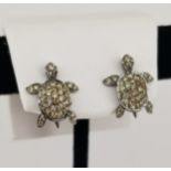 18K Gold & Semi-Precious Stone Turtle Earrings