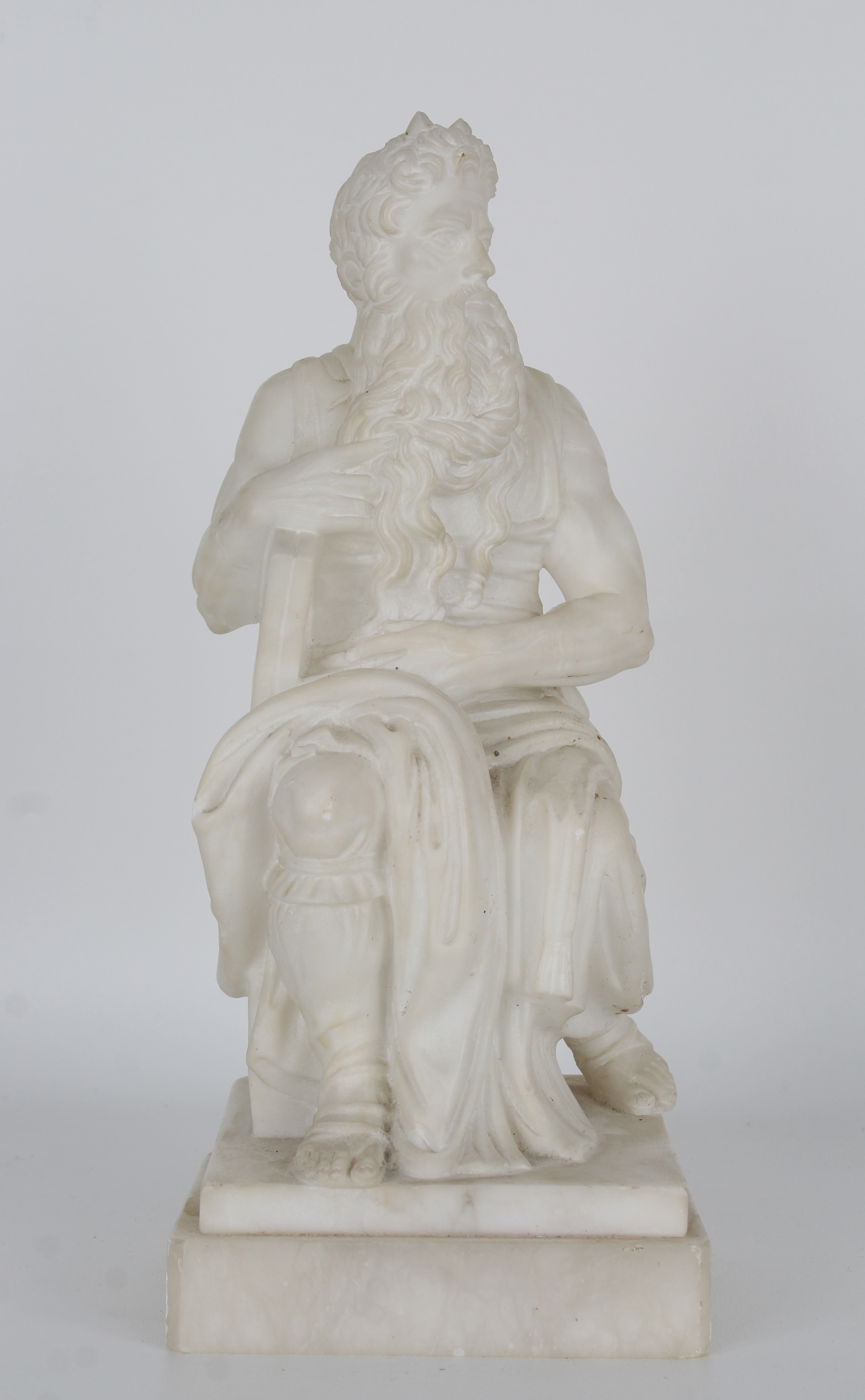 Carved Alabaster Seated Moses Figure