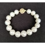 14K Gold 12mm South Sea Pearl Bracelet