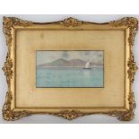 Signed, 19th C. Neapolitan Coastal Watercolor