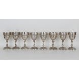 (8) Maciel Mexican Hand Hammered Silver Goblets