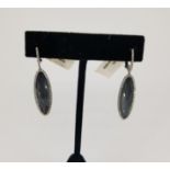 18K Topaz Hematite & Diamond Drop Earrings