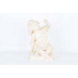 Carved Alabaster Seated Young Girl