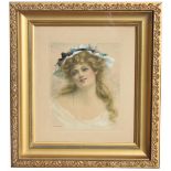 Perry, Signed Watercolor Portrait of a Woman