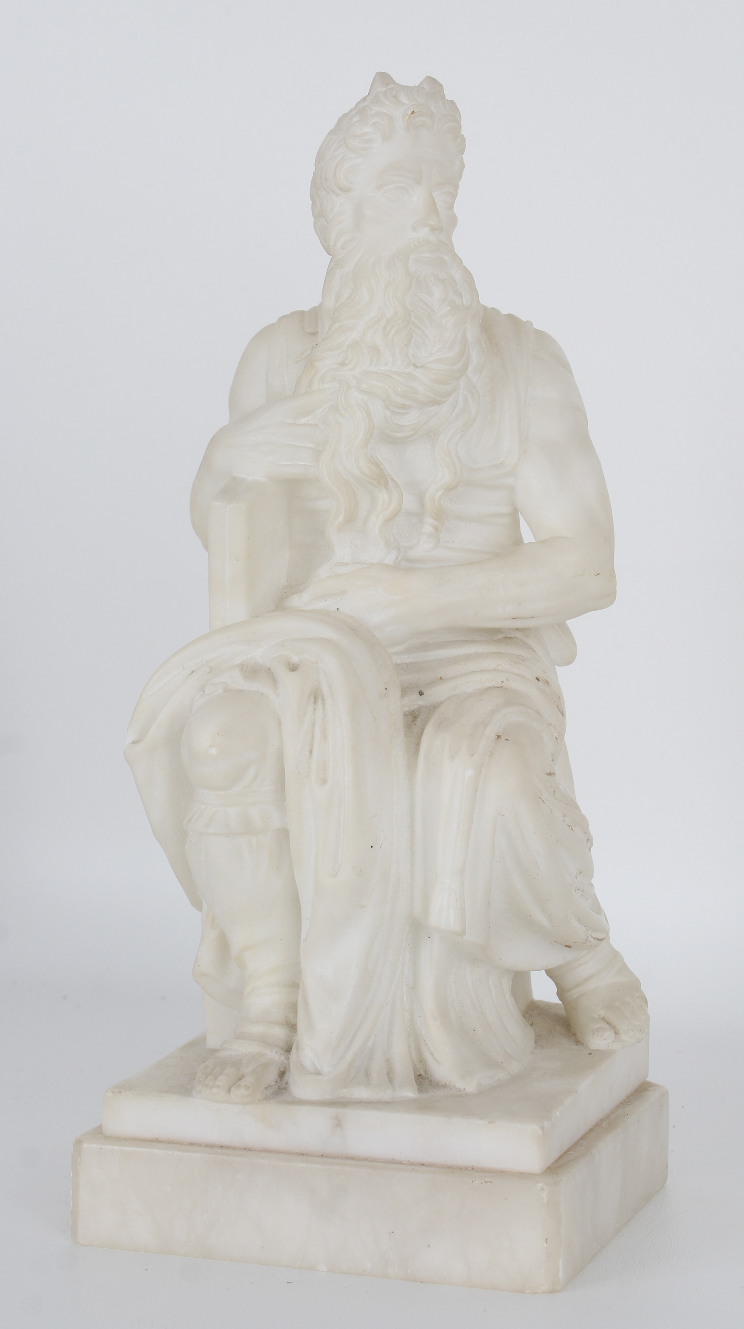 Carved Alabaster Seated Moses Figure - Image 2 of 4