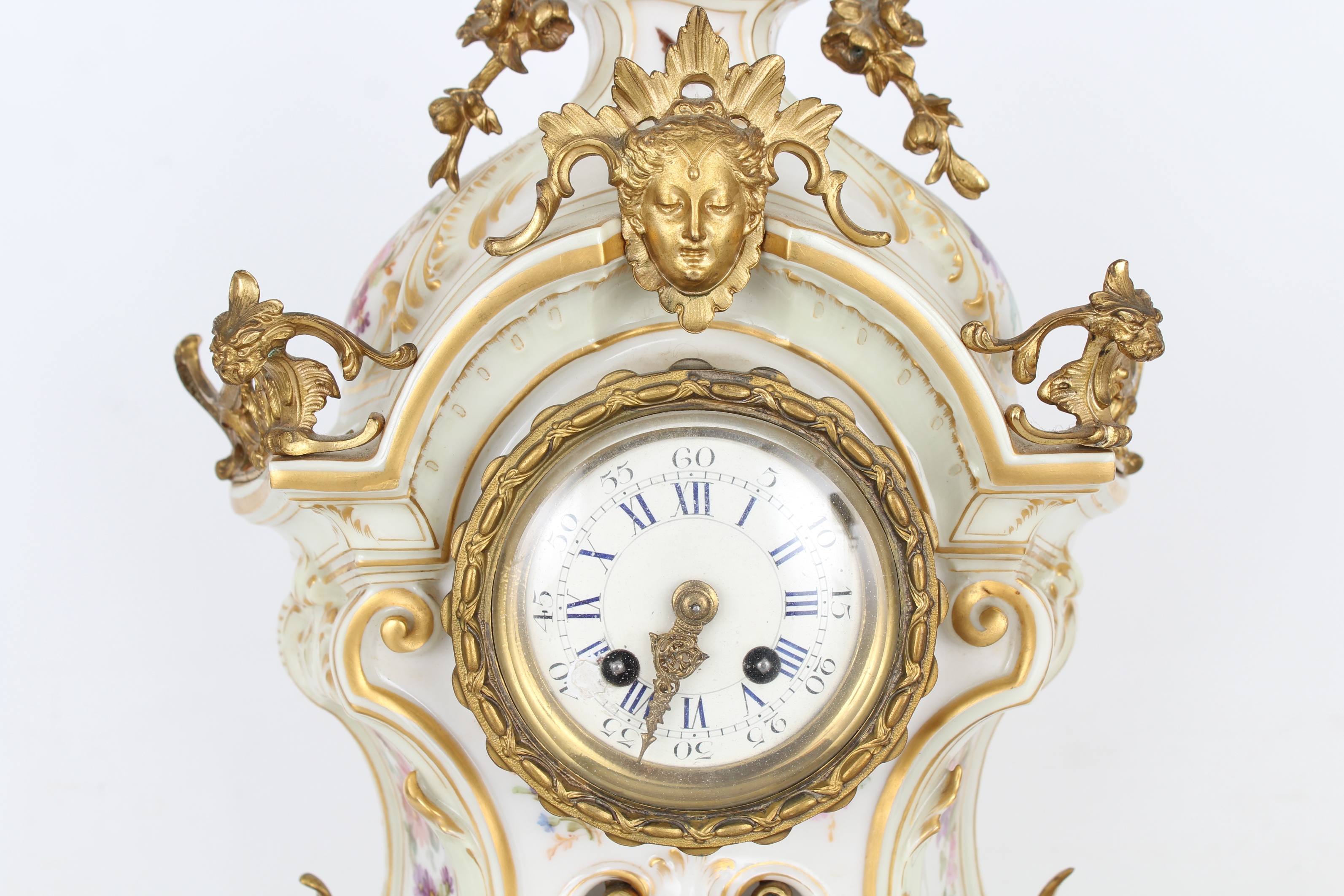 Gilt Bronze/Porcelain KPM Porcelain Clock Set - Image 3 of 12