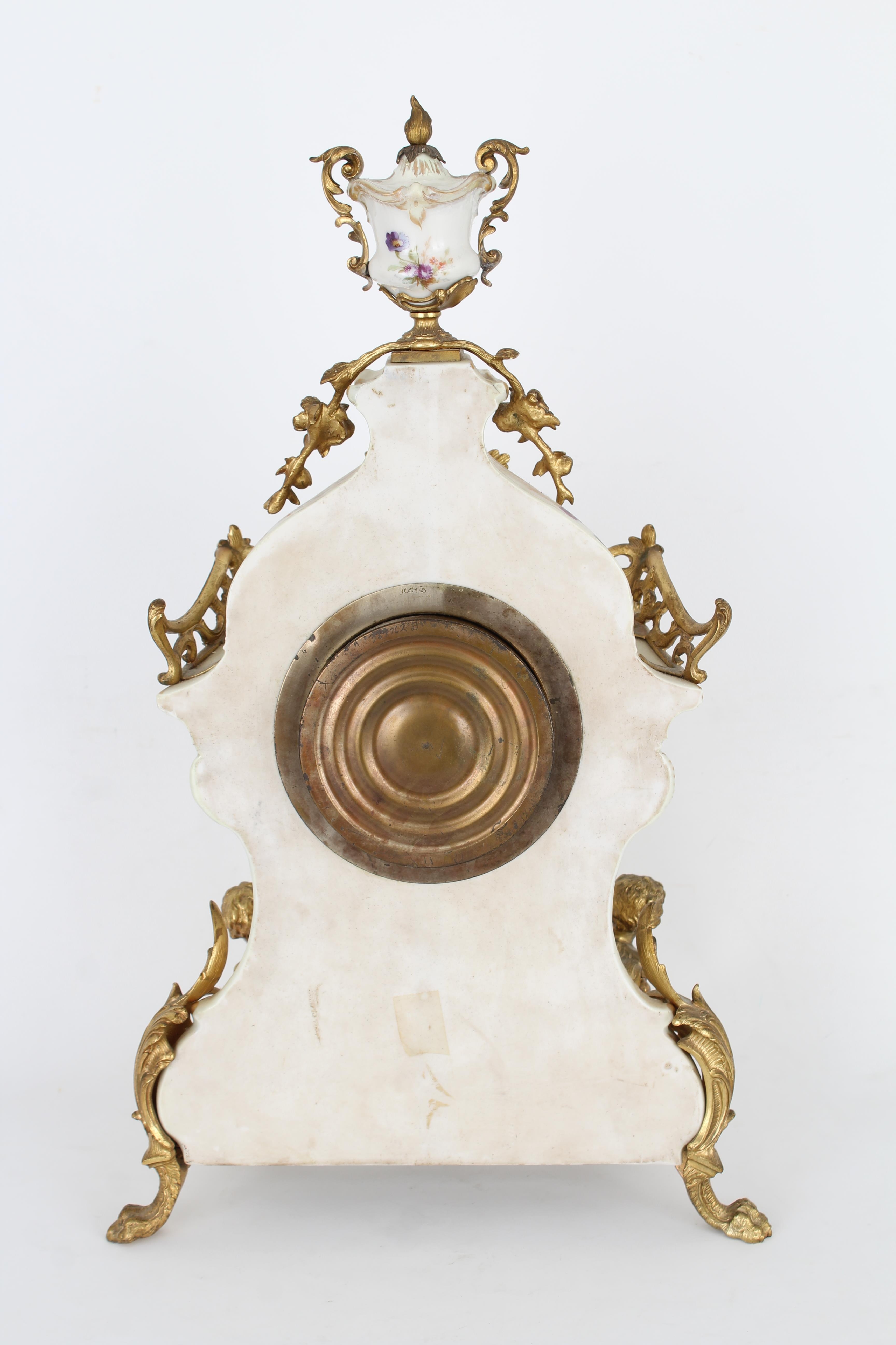 Gilt Bronze/Porcelain KPM Porcelain Clock Set - Image 6 of 12