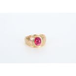 14K Gold & Imitation Ruby Ring