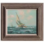 Signed, 20th C. Yachting Painting