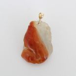 Carved Carnelian / Quartz Koi Fish Pendant