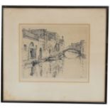 Signed, Antique Etching of Venice Italy