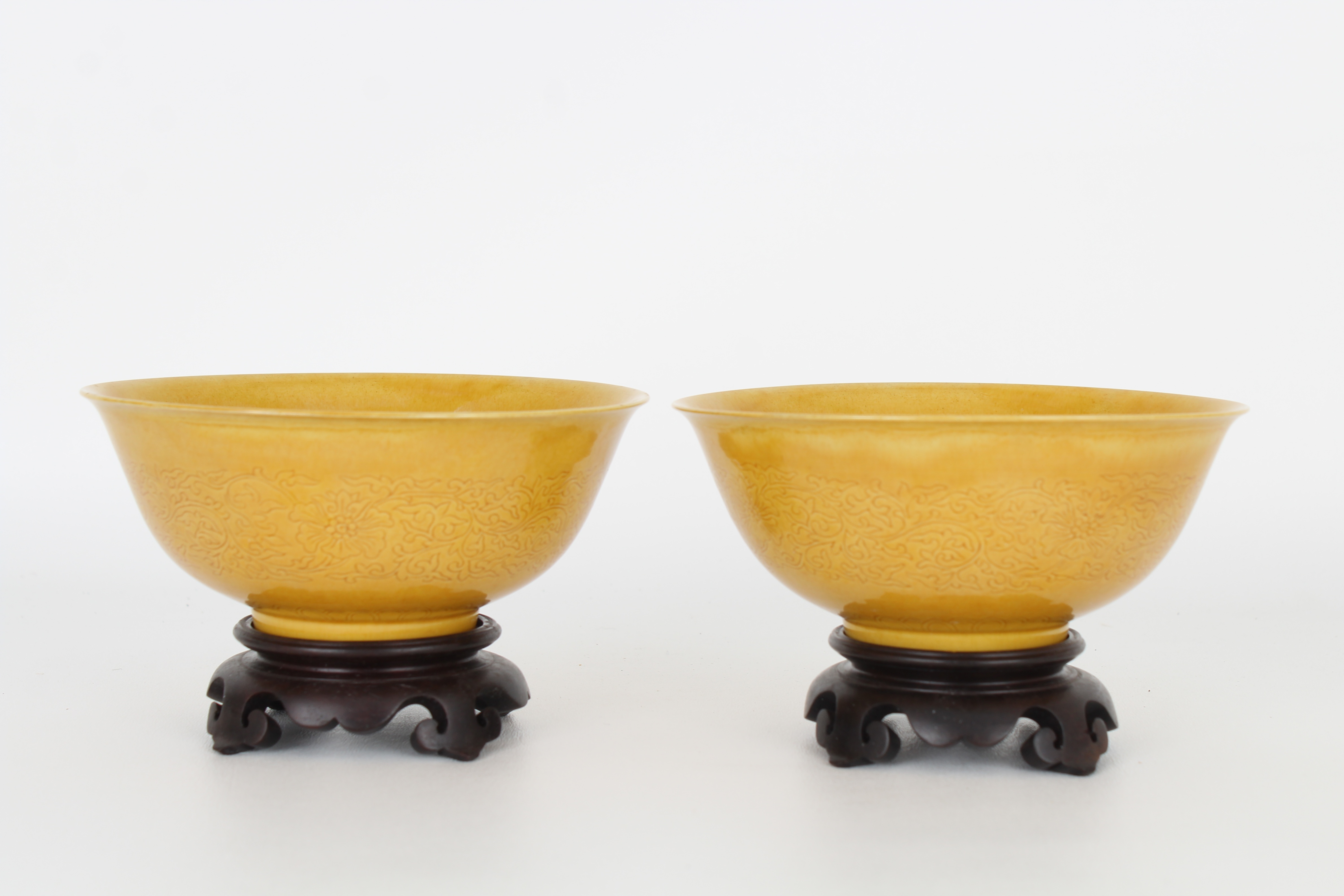 (2) Chinese Imperial Yellow Incised Bowls. Marked - Image 8 of 8