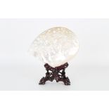 Chinese Mother of Pearl Carving on Wooden Stand