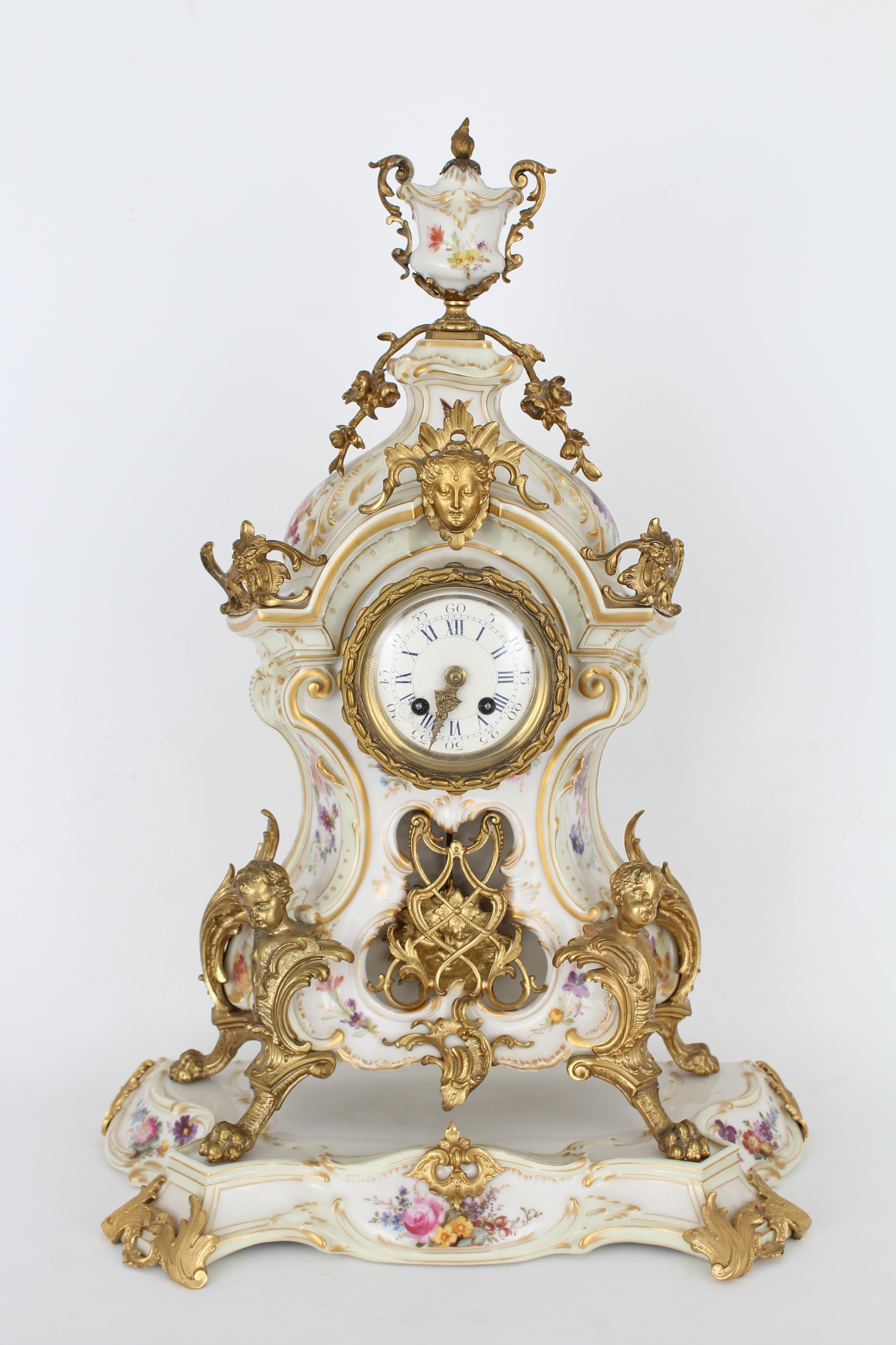 Gilt Bronze/Porcelain KPM Porcelain Clock Set - Image 2 of 12