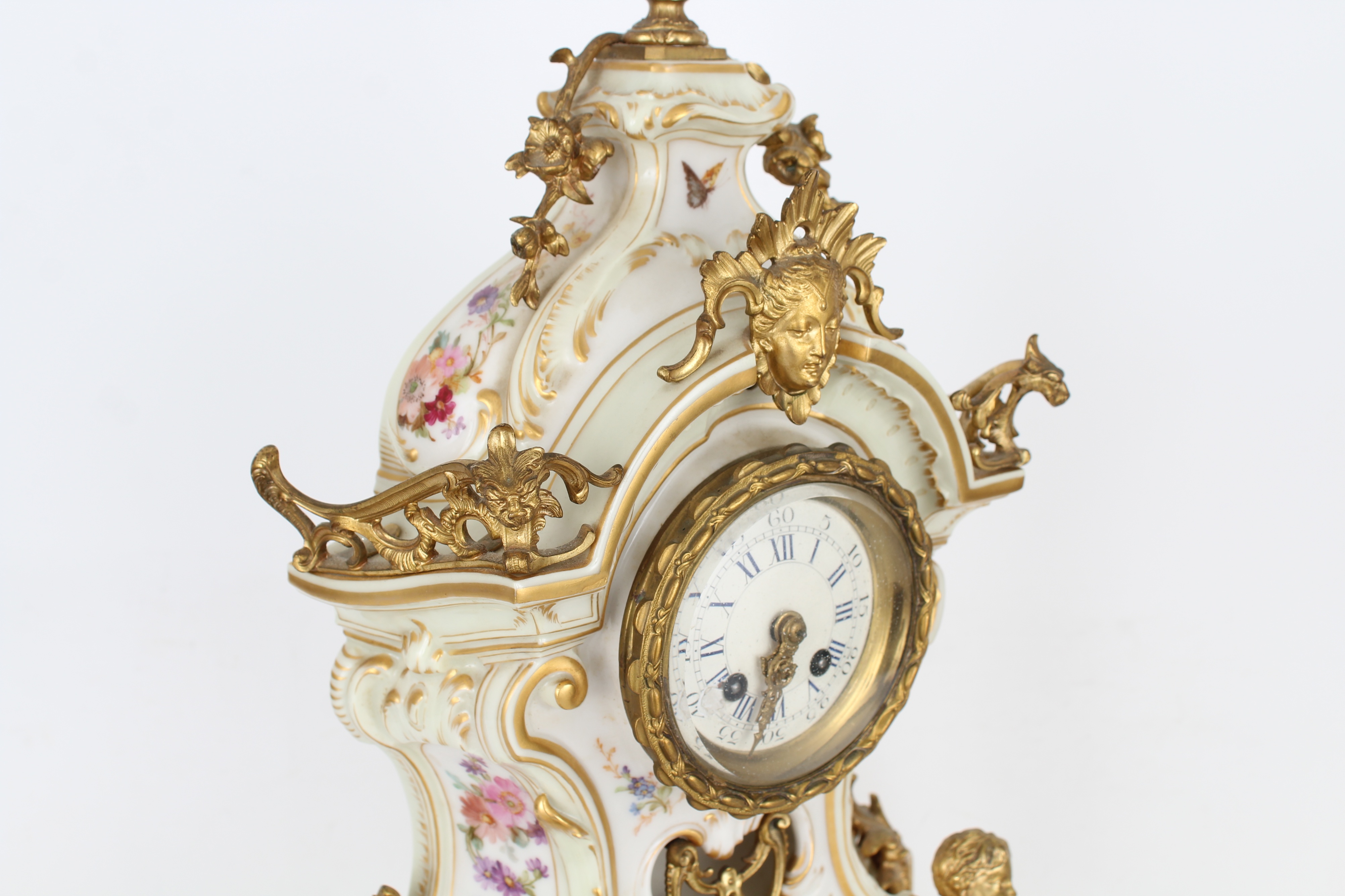 Gilt Bronze/Porcelain KPM Porcelain Clock Set - Image 4 of 12