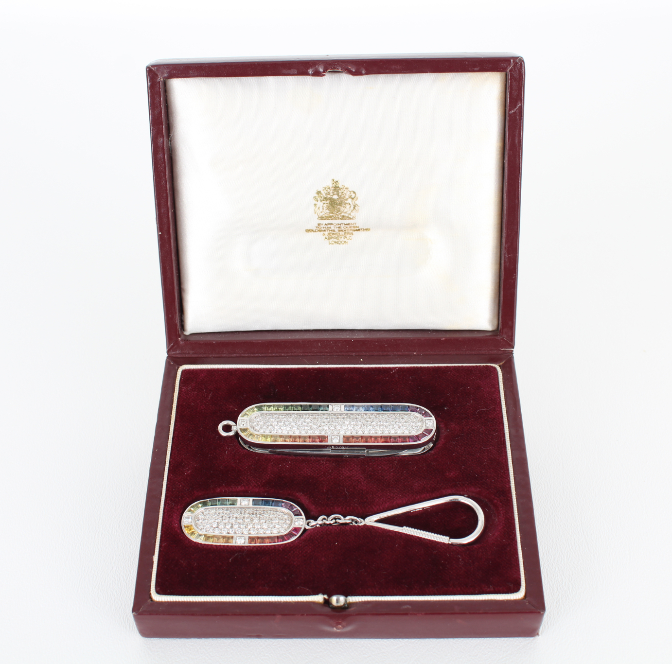 18K Asprey Sapphire Encrusted Pocket Knife Set