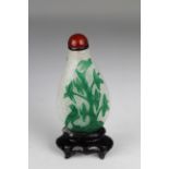 Late 18th C. Green Overlay Glass Snuff Bottle