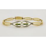 Vintage 14K Gold Emerald & Diamond Bracelet